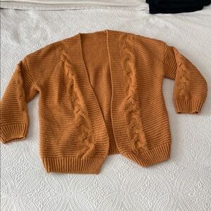 Cable Knit Cardigan oversized Sweater Large Rust Orange no brand